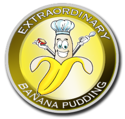 Extraordinary Banana Pudding circular banana chef logo